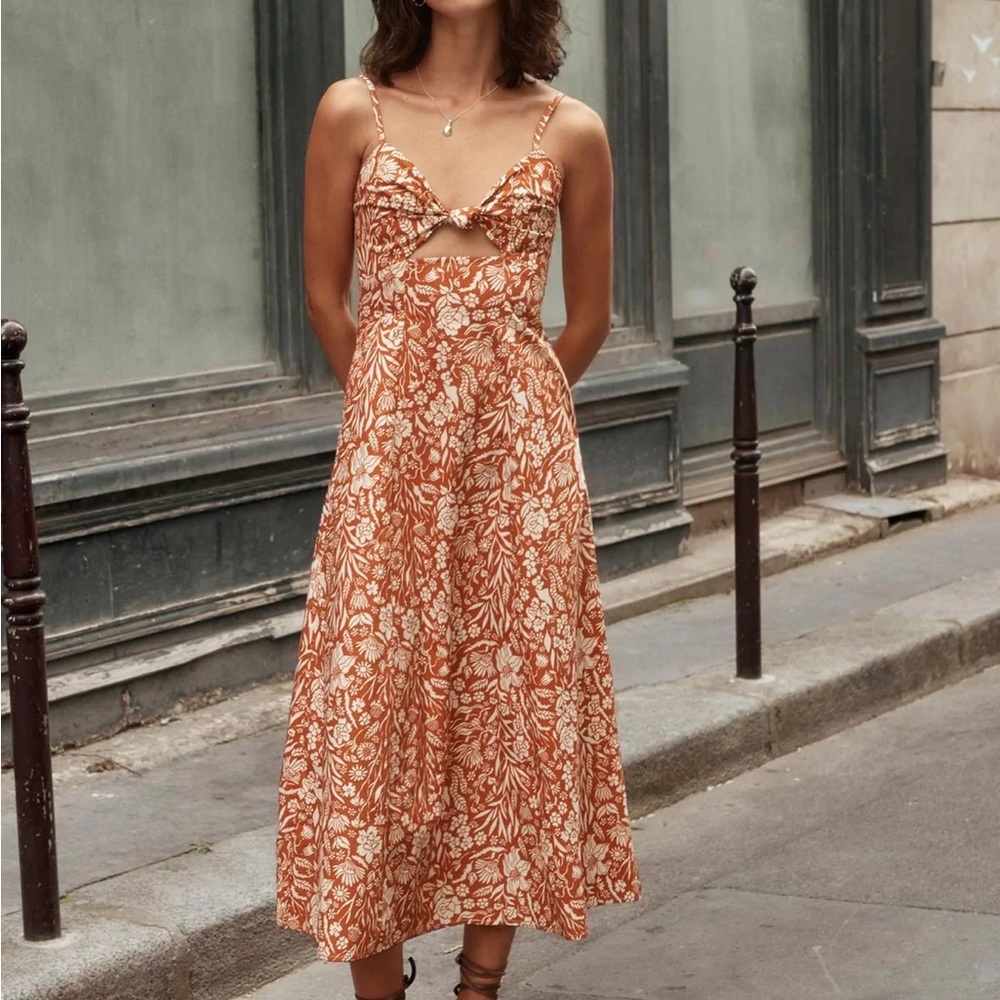 Pixie Market Custom Adobe Floral Print Knot Dress